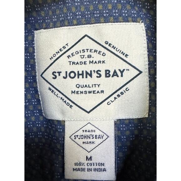 St Johns Bay Men's Medium Blue Button Up Short Sleeve Summer Preppy Outdoor - Picture 4 of 7